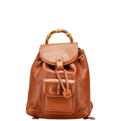 Pre-owned Gucci Brown Leather Backpack ()