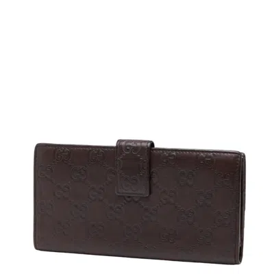 Pre-owned Gucci Brown Leather Long Wallet (bi-fold) ()
