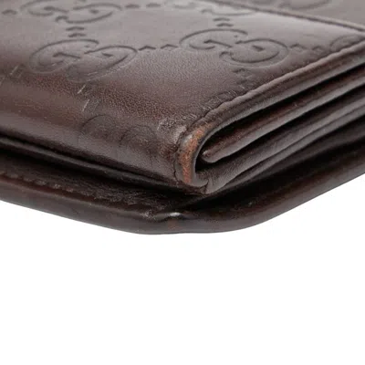 Pre-owned Gucci Brown Leather Long Wallet (bi-fold) ()
