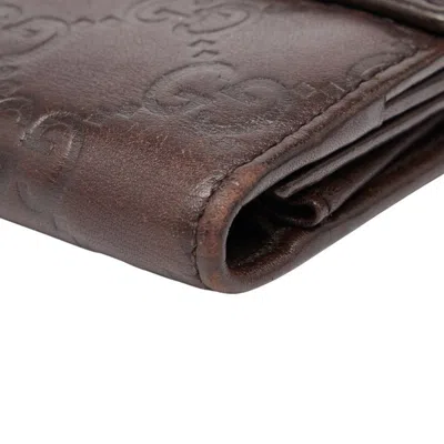Pre-owned Gucci Brown Leather Long Wallet (bi-fold) ()