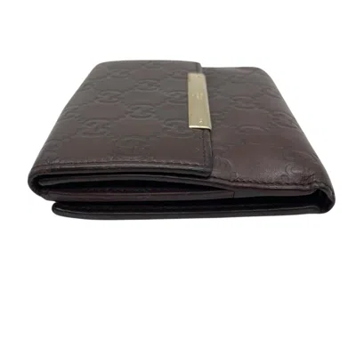 Pre-owned Gucci Brown Leather Wallet (bi-fold) ()