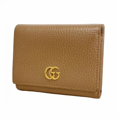 Pre-owned Gucci Brown Leather Wallet (tri-fold) ()