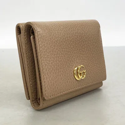 Pre-owned Gucci Brown Leather Wallet (tri-fold) ()