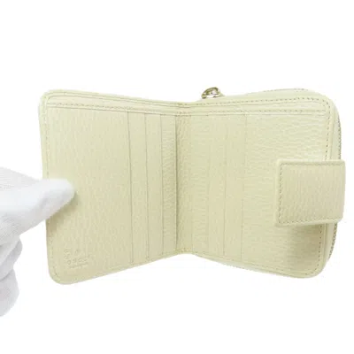 Pre-owned Gucci Brown White Canvas Leather Wallet (bi-fold) () In Multi