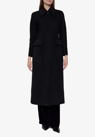 Alexander Mcqueen Wool And Cashmere Long Coat In Black