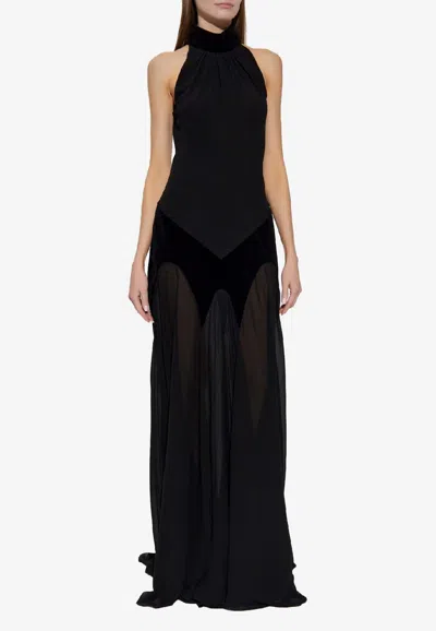 Alexander Mcqueen Silk-blend Sleeveless Maxi Dress In Black