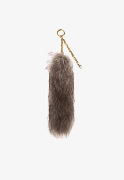 Chloé Treasure Tails Charm In Shearling In Brown