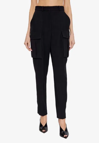 Balmain Wool Cargo Tapered Pants In Black