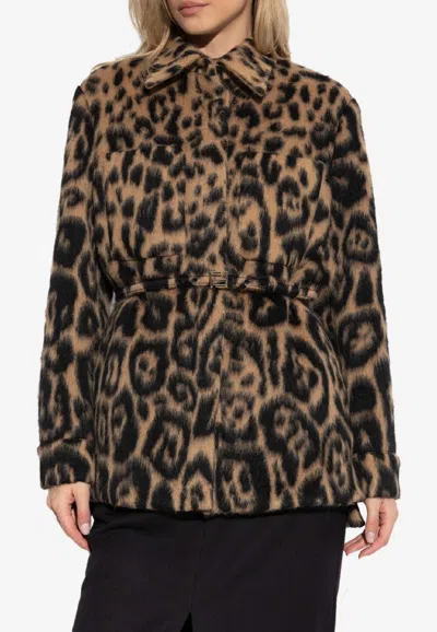 Fendi Women Embroidered Wool-blend Jacket In Animal Print
