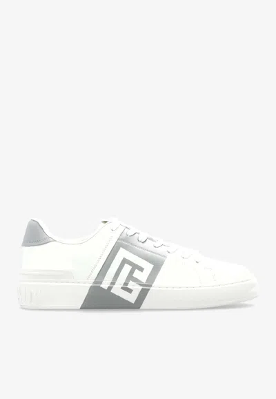 Balmain B-court Leather Low-top Sneakers In White