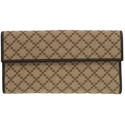 Pre-owned Gucci Diamante Brown Canvas Coin Purse/coin Case ()