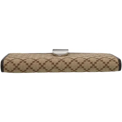 Pre-owned Gucci Diamante Brown Canvas Coin Purse/coin Case ()