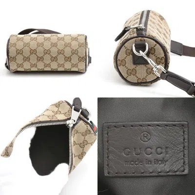 Pre-owned Gucci Gg Canvas Beige Brown Gg Canvas Leather Boston Bag Shoulder Bag () In Multi