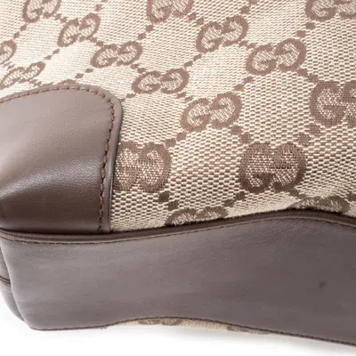 Pre-owned Gucci Gg Canvas Beige Brown Gg Canvas Leather Tote Bag ()