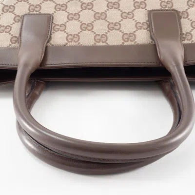 Pre-owned Gucci Gg Canvas Beige Brown Gg Canvas Leather Tote Bag ()