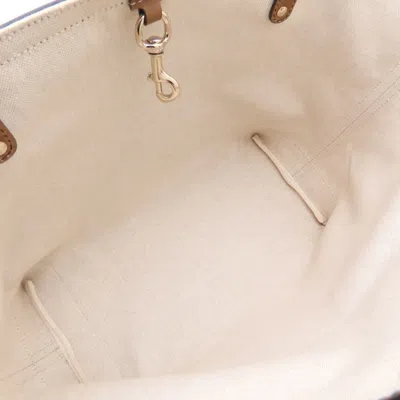 Pre-owned Gucci Gg Canvas Beige Brown Gg Canvas Leather Tote Bag ()