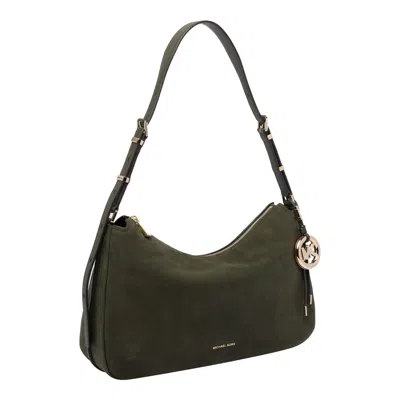 Michael Michael Kors Nolita Suede Shoulder Bag With Gold Hardware In Green