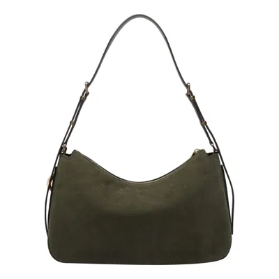Michael Michael Kors Nolita Suede Shoulder Bag With Gold Hardware In Green