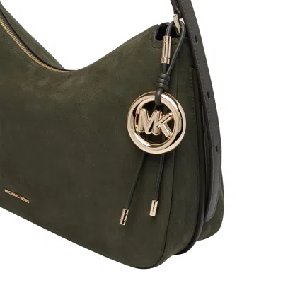 Michael Michael Kors Nolita Suede Shoulder Bag With Gold Hardware In Green