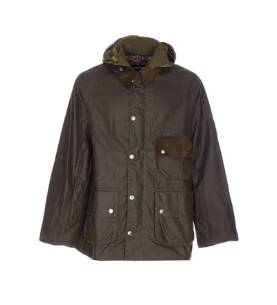 Barbour Modified Wax Jacket With Hood And Pockets In Brown