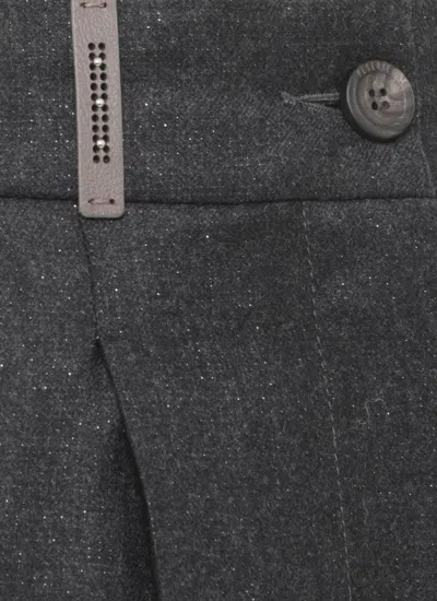 Peserico Pants With Leather Detail In Gray