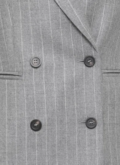 Peserico Double Breasted Pinstriped Wool Blazer In Gray