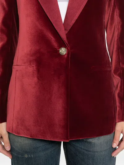 Alice And Olivia Velvet Single-breasted Jacket In Red