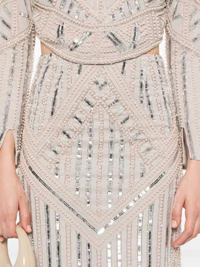 Forte Forte Midi Skirt With Geometric Pattern And Embellishments In White