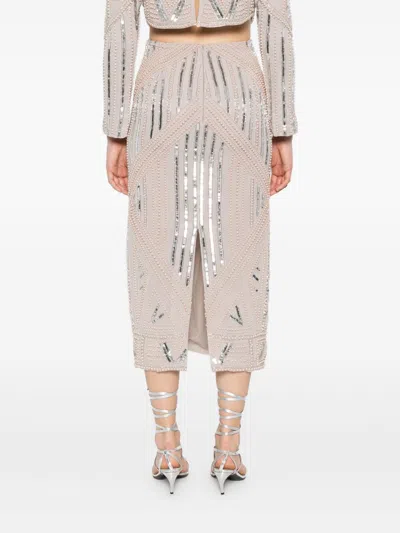 Forte Forte Midi Skirt With Geometric Pattern And Embellishments In White