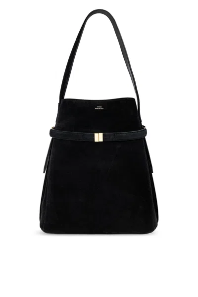 Totême Toteme Suede Shoulder Bag In Black