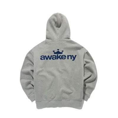 Awake Ny Crown Logo Full-zip Hoodie In Gray