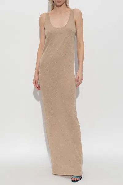 Saint Laurent Dress With Lurex Thread In Brown