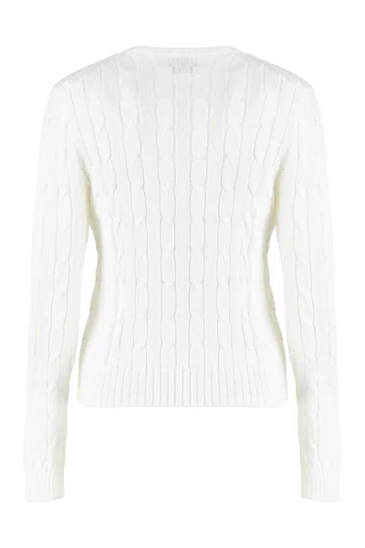 Ralph Lauren Sweater In Cable Knit In White