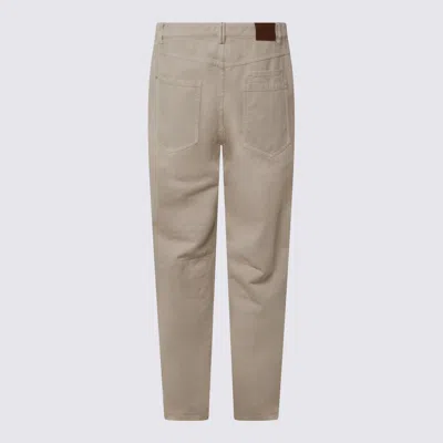 Brunello Cucinelli Warm White Cotton Pants In Brown