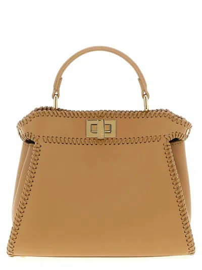 Fendi Beige Pekaboo Mini Handbag In Orange