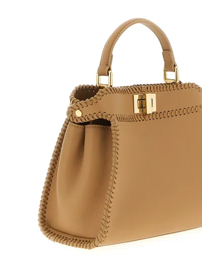 Fendi Beige Pekaboo Mini Handbag In Orange