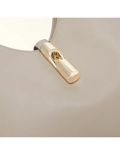 Furla Marshmallow Leather Hobo Bag With Adjustable Handle In White