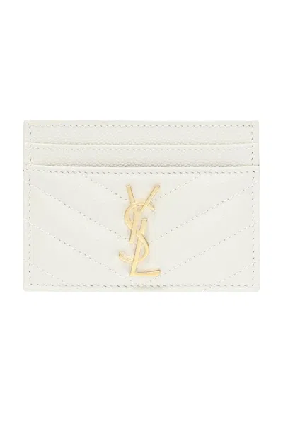 Saint Laurent Monogram Card Case In White