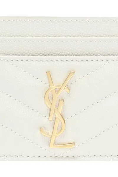 Saint Laurent Monogram Card Case In White