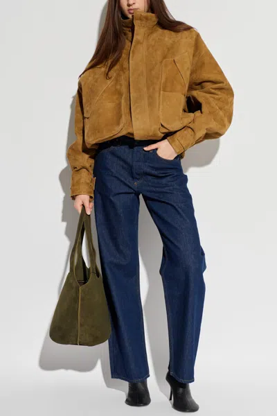 Attico The  Leather Jacket In Brown