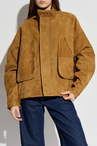 Attico The  Leather Jacket In Brown