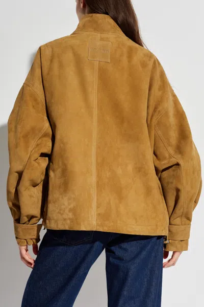 Attico The  Leather Jacket In Brown