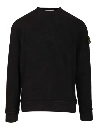 Stone Island Midnight Blue Cotton Sweater In Black