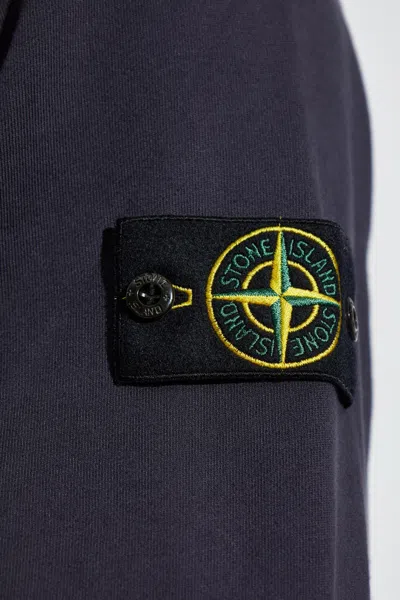 Stone Island Relaxed Fit Long-sleeve Crewneck Sweatshirt With Distinctive Patch In Blue