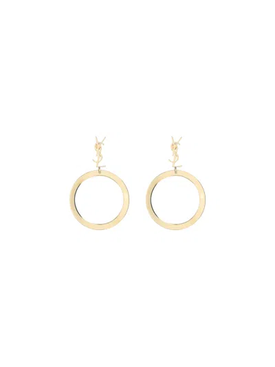 Saint Laurent Cassandre Earrings With Metal Circle Pendant In Gold