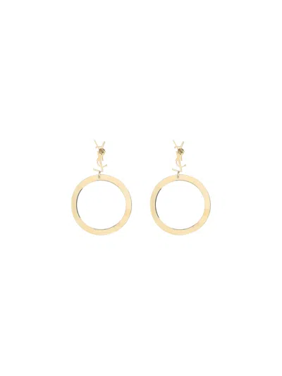 Saint Laurent Cassandre Earrings With Metal Circle Pendant In Gold