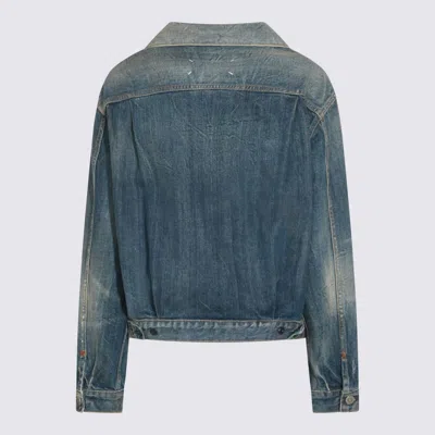 Mm6 Maison Margiela Blue Wash Cotton Denim Jacket In Blue