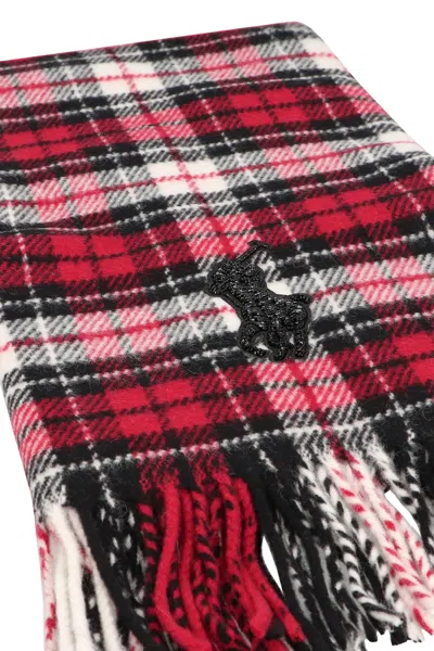 Ralph Lauren Big Pony Wool Scarf With Beads In Red