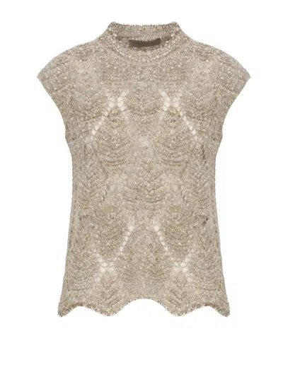 D Exterior Wool Sweater In Brown