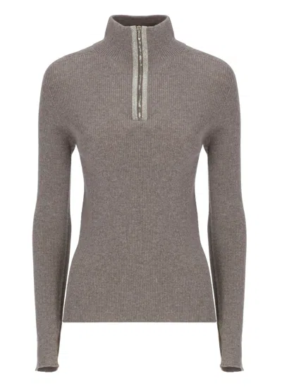 D Exterior Wool Sweater In Gray